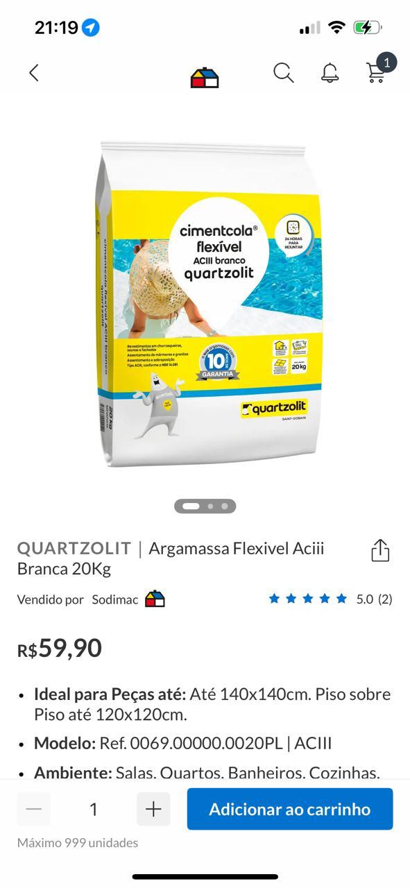 Quartzolit | Argamassa Flexível Aciii Branca 20kg - Imagem 2