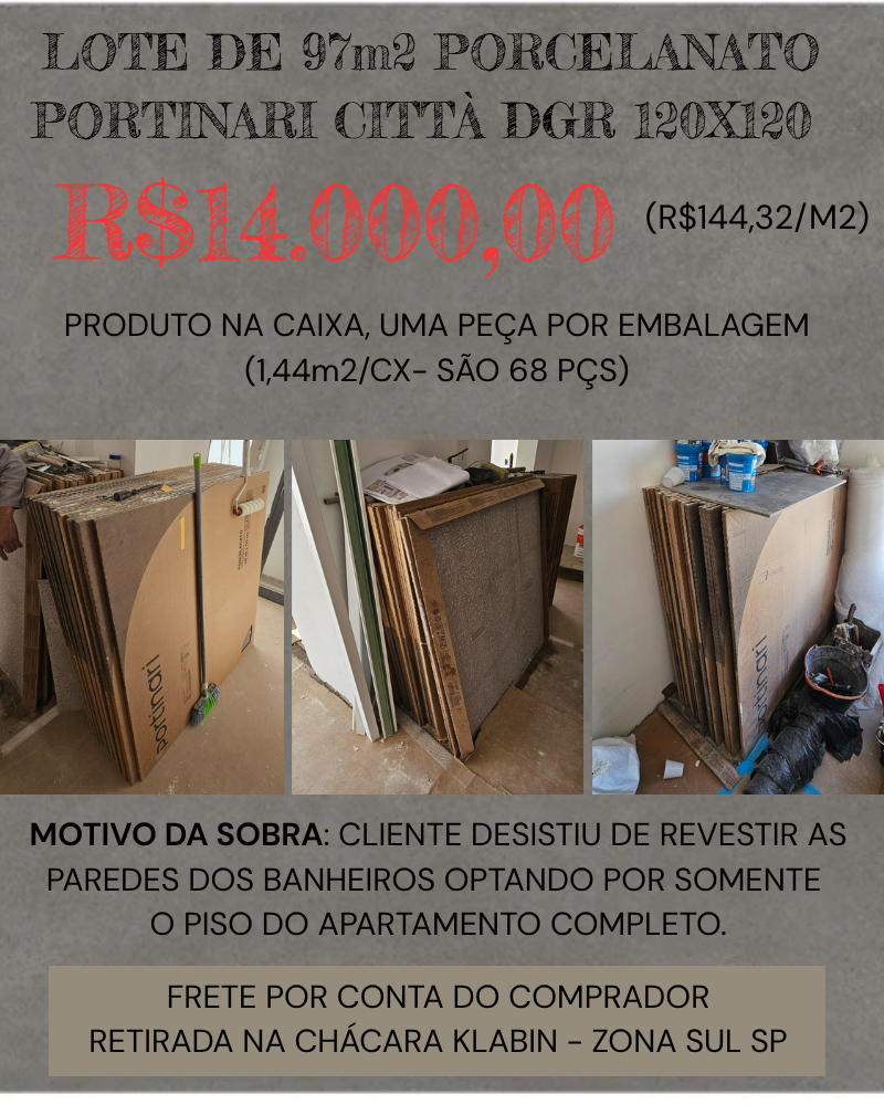 PORCELANATO PORTINARI CITTÀ DGR 120X120 - Imagem 2